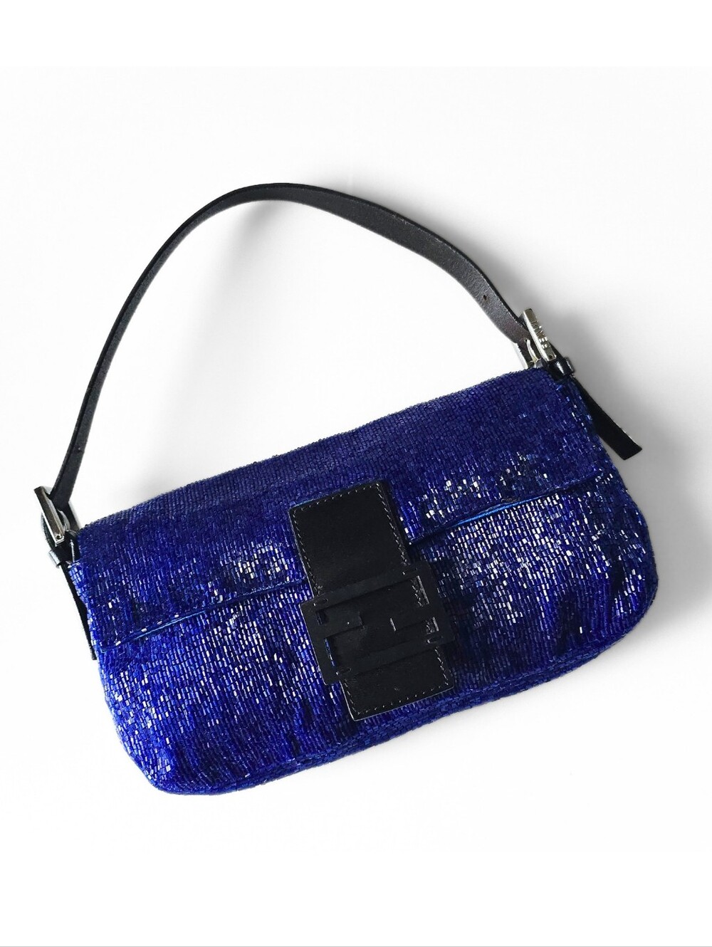 Fendi Baguette Beaded Sapphire Blue Vintage